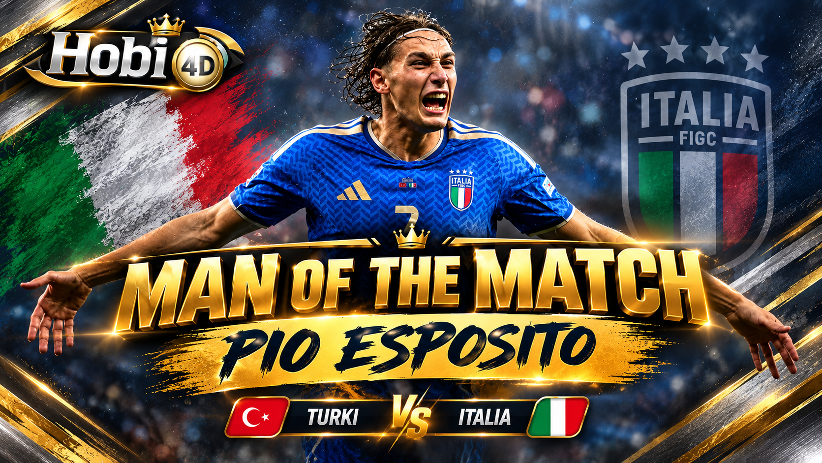 Man of the Match Turki vs Italia: Pio Esposito